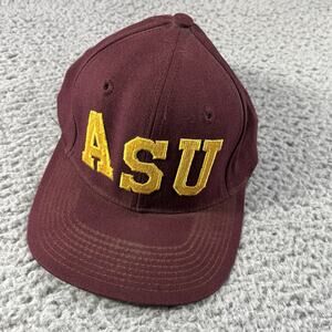 Vintage ASU Sun Devils Snapback Hat Universal Maroon Gold Block Lettering Cap